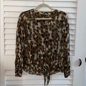 Broadway & Broome cheetah print silk top
